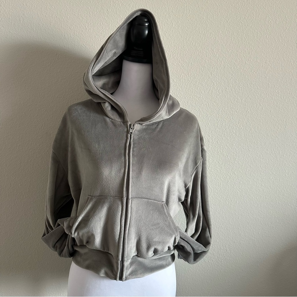 Skims grey velour hoodie